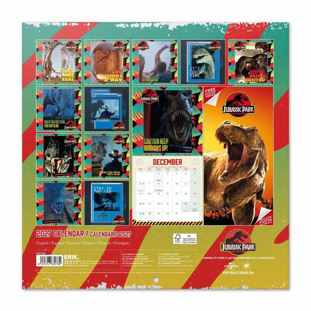 Grupo Erik Jurassic Park - 2027 30X30 Calendar - Multicolours